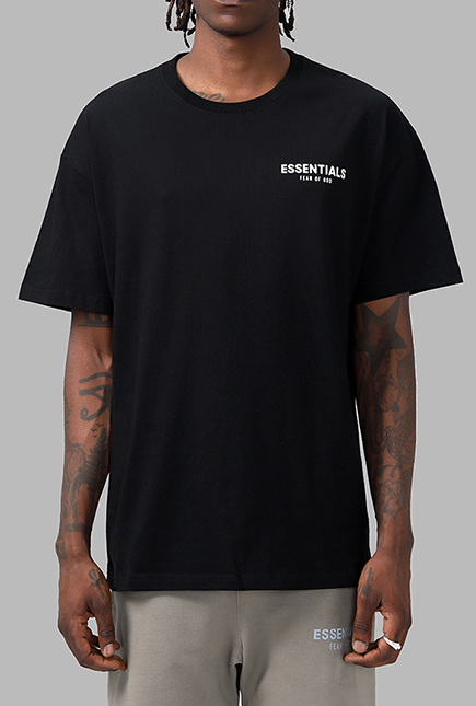 印花纯棉T恤 黑色