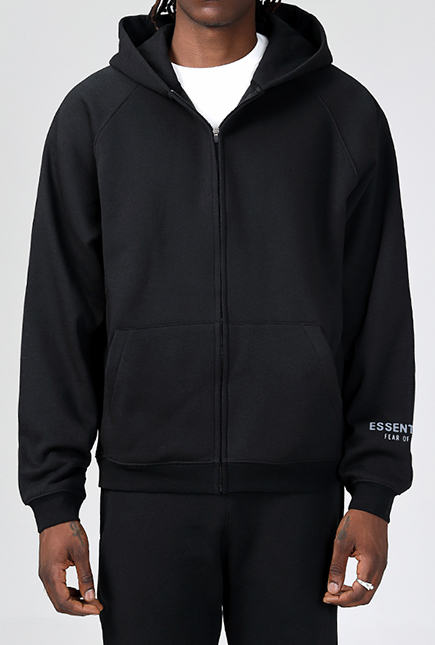 连帽开襟外套 黑色