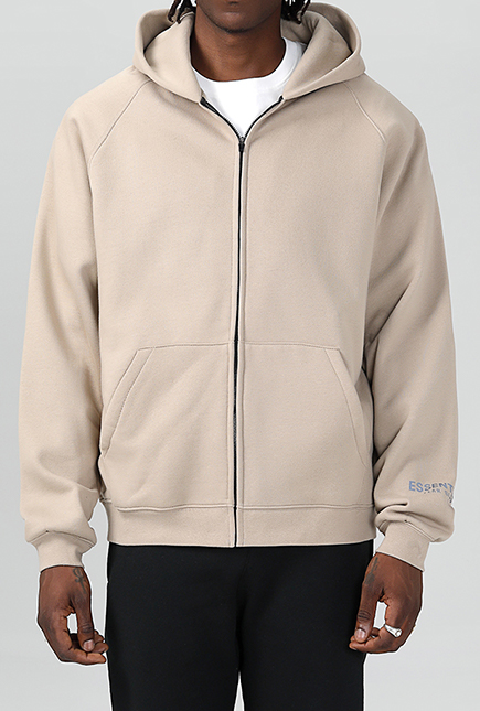 连帽开襟外套 棕褐色